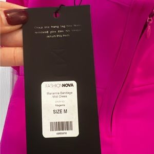New w/ tags Magenta Fashion Nova midi dress - size Medium; derby/holiday dress
